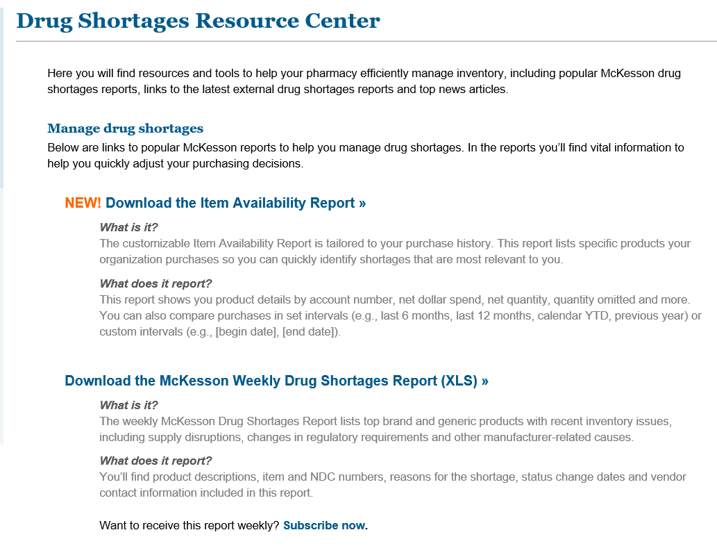 Drug Shortages Resource Center