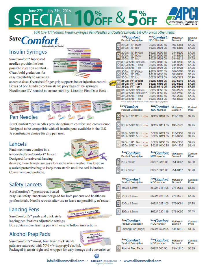 Allison Medical promotion for diabetic products