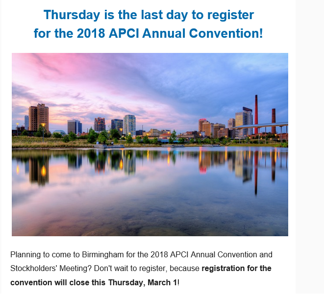2018 APCI Annual Convention and Stockholders' Meeting information