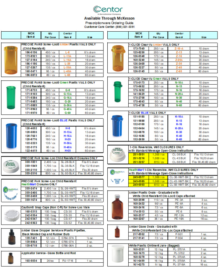 Centor Prescriptionware Ordering Guide