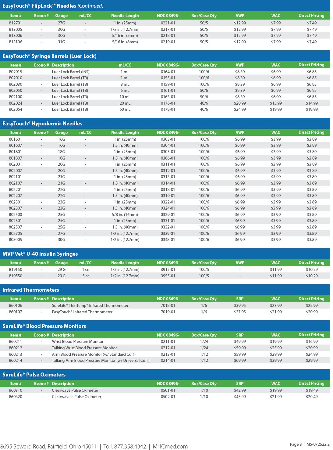 MHC Medical Products promotional information