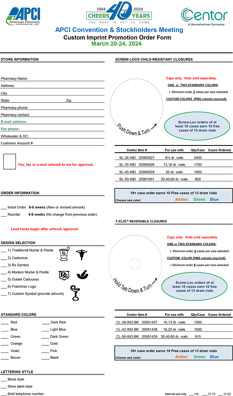 Centor imprint form