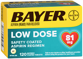An image of a package of Bayer Low Dose Aspirin
