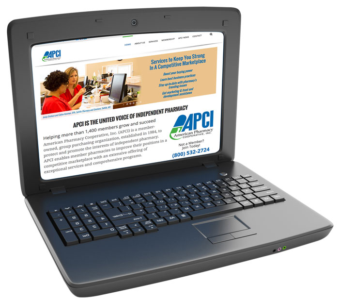 Screen capture of the new APCI home page