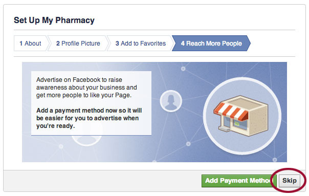 Skipping payment information for Facebook advertising