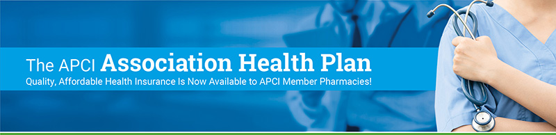 A banner showing a doctor's torso in a lab coat with a stethescope on the left side and the words The APCA Association Health Plan